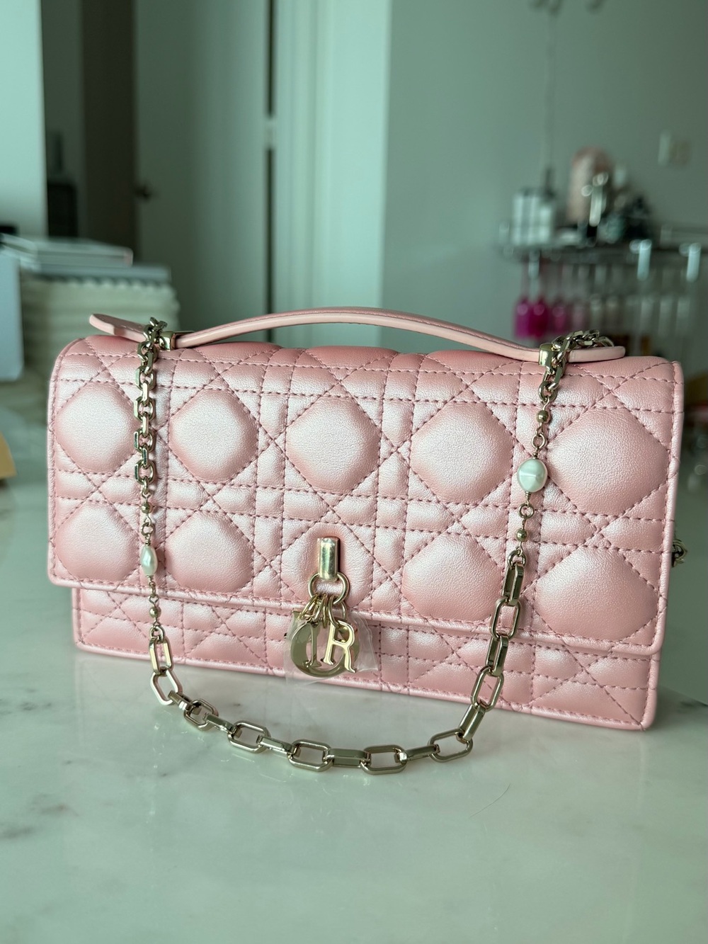 Dior - My Mini Cannage Bag with Pearl Chain